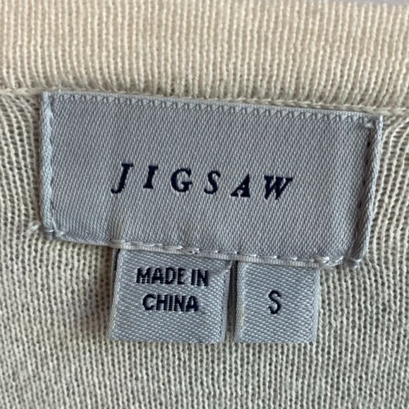 Jigsaw Gray & Off White Open Long Sleeve Cardigan - Picture 3 of 4